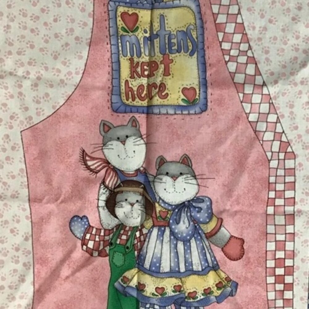 Vintage Alma Lynne Homespun Kittens and Mittens Vest Fabric Panel